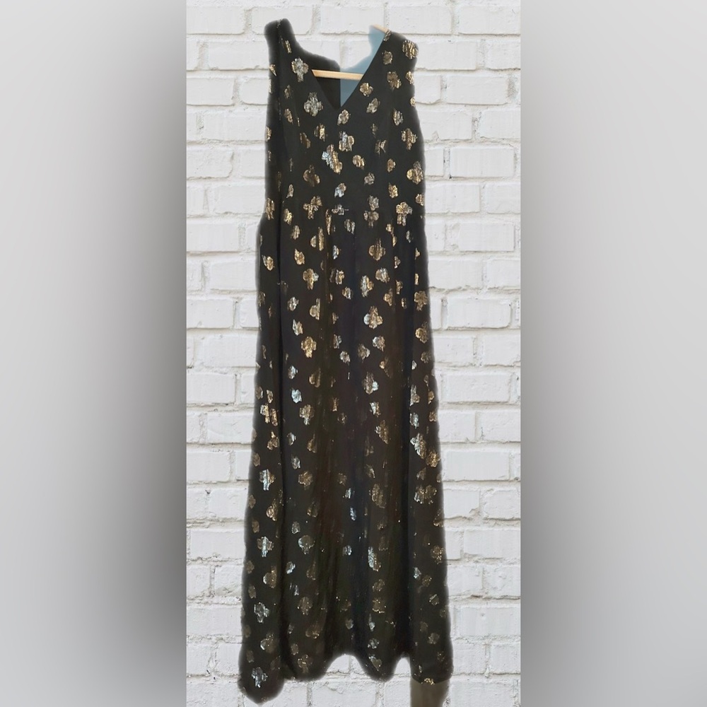 Chic Black and Gold A-Line Dress